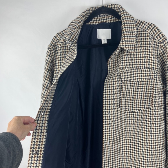 H&M Houndstooth Shacket Deep Navy/Cream/Tan Size L - Picture 6 of 13